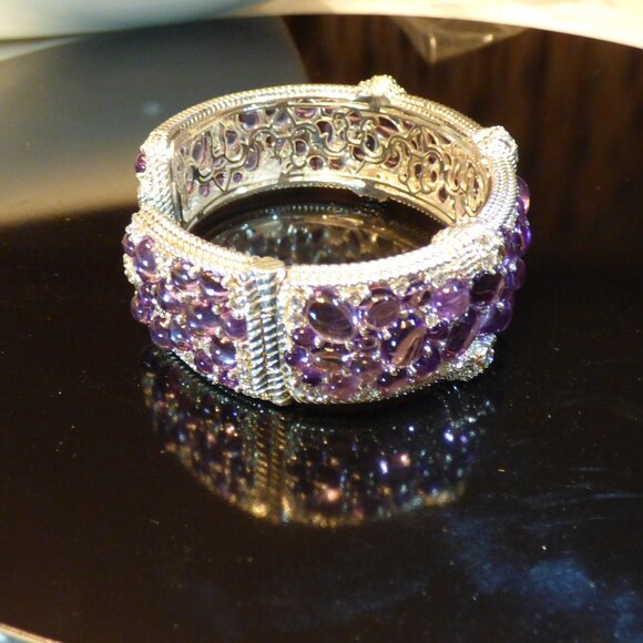 Judith Ripka Aurora Purple Amethyst Cuff Bracelet SMALL NIB - Picture 7 of 8